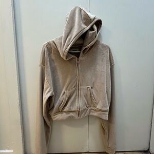 Tan Hooded Zip-Up Jacket